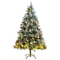  Artificial Hinged Christmas Tree with 300 LEDs &amp; Ball Set 180 cm