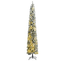  Slim Christmas Tree 300 LEDs &amp; Ball Set &amp; Flocked Snow 300 cm