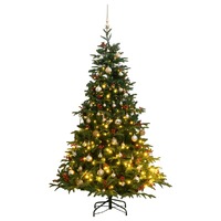  Artificial Hinged Christmas Tree with 300 LEDs &amp; Ball Set 180 cm