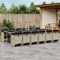  13 Piece Garden Dining Set with Cushions Light Grey Poly Rattan