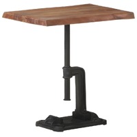 Side Table Brown 45x35x49 cm Solid Acacia Wood &amp; Cast Iron