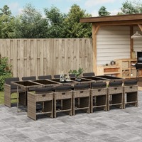  13 Piece Garden Dining Set with Cushions Grey Poly Rattan
