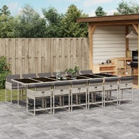  13 Piece Garden Dining Set with Cushions Light Grey Poly Rattan