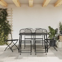  7 Piece Garden Dining Set Anthracite Metal Mesh