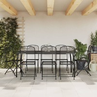  9 Piece Garden Dining Set Anthracite Metal Mesh