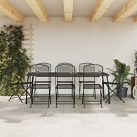  9 Piece Garden Dining Set Anthracite Metal Mesh
