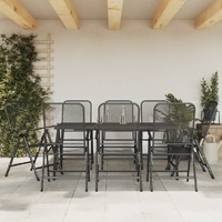  9 Piece Garden Dining Set Anthracite Metal Mesh