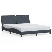  Bed Frame with LED without Mattress Dark Grey 152x203 cm Queen Velvet