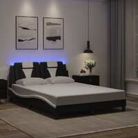  Bed Frame with LED without Mattress Black and White 137x187 cm Double