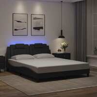  Bed Frame with LED without Mattress Black 152x203 cm Queen