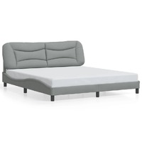  Bed Frame with LED without Mattress Dark Grey 183x203 cm King Fabric