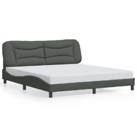  Bed Frame with LED without Mattress Black 183x203 cm King Fabric
