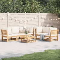  6 Piece Garden Lounge Set with Cushions Solid Wood Acacia