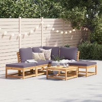  6 Piece Garden Lounge Set with Cushions Solid Wood Acacia