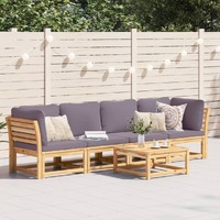  4 Piece Garden Lounge Set with Cushions Solid Wood Acacia