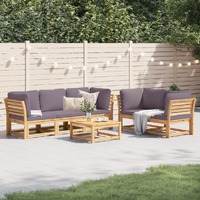 6 Piece Garden Lounge Set with Cushions Solid Wood Acacia