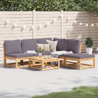  6 Piece Garden Lounge Set with Cushions Solid Wood Acacia