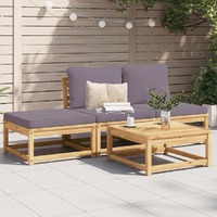  4 Piece Garden Lounge Set with Cushions Solid Wood Acacia
