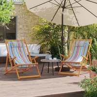  Folding Beach Chairs 2 pcs Multicolour Fabric