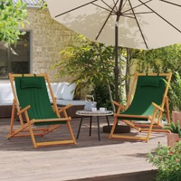  Folding Beach Chairs 2 pcs Green Fabric
