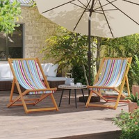  Folding Beach Chairs 2 pcs Multicolour Fabric