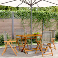  Reclining Garden Chairs 4 pcs Grey Poly Rattan and Solid Wood