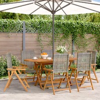  Reclining Garden Chairs 6 pcs Grey Poly Rattan and Solid Wood
