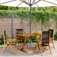  Reclining Garden Chairs 4 pcs Black Solid Wood Acacia