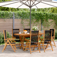  Reclining Garden Chairs 6 pcs Black Solid Wood Acacia