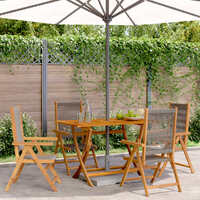  Reclining Garden Chairs 4 pcs Grey Solid Wood Acacia