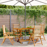  Reclining Garden Chairs 4 pcs Beige Solid Wood Acacia