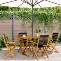  Folding Garden Chairs 4 pcs Black Solid Wood Acacia