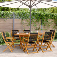  Folding Garden Chairs 6 pcs Black Solid Wood Acacia