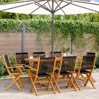  Folding Garden Chairs 8 pcs Black Solid Wood Acacia