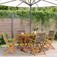  Folding Garden Chairs 4 pcs Grey Solid Wood Acacia
