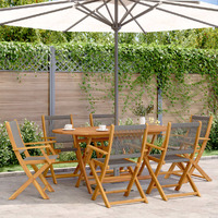  Folding Garden Chairs 6 pcs Grey Solid Wood Acacia