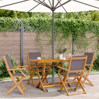  Folding Garden Chairs 4 pcs Anthracite Fabric and Solid Wood