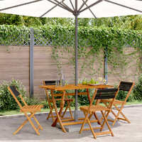  Folding Garden Chairs 4 pcs Black Solid Wood Acacia