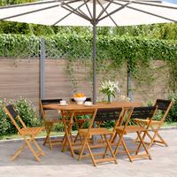  Folding Garden Chairs 6 pcs Black Solid Wood Acacia