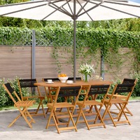  Folding Garden Chairs 8 pcs Black Solid Wood Acacia