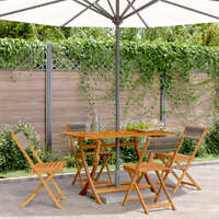  Folding Garden Chairs 4 pcs Grey Solid Wood Acacia