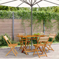  Folding Garden Chairs 4 pcs Beige Solid Wood Acacia