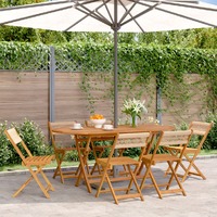  Folding Garden Chairs 6 pcs Beige Solid Wood Acacia