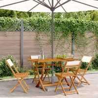  Folding Garden Chairs 4 pcs Cream White Fabric and Solid Wood