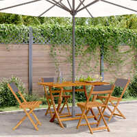  Folding Garden Chairs 4 pcs Anthracite Fabric and Solid Wood