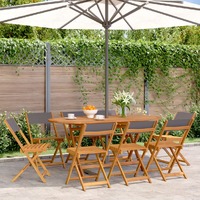 Folding Garden Chairs 8 pcs Anthracite Fabric and Solid Wood