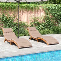  Sun Loungers with Cushions 2 pcs Taupe Solid Wood Acacia