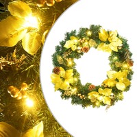  Christmas Wreath with LED Lights Green 60 cm PVC