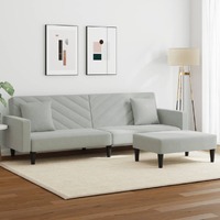  2 Piece Sofa Set with Pillows Light Grey Velvet