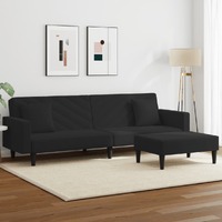  2 Piece Sofa Set with Pillows Black Velvet